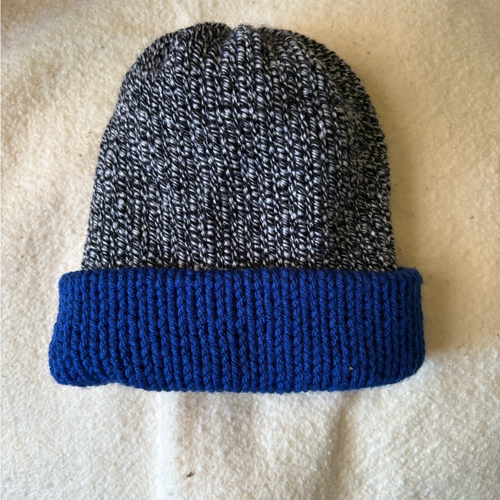 Blue and Black Knit Beanie